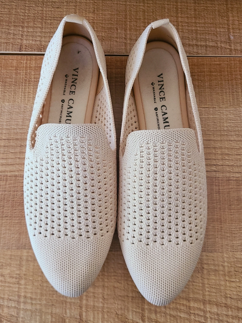 Vince Camuto Beige Knit Slip-On Flats Size 8.5